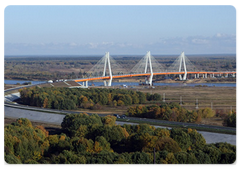 Prime Minister Vladimir Putin attending the opening ceremony of a bridge over the Oka River during his tour of the Vladimir Region|1 october, 2009|19:02