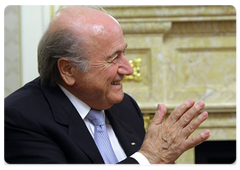 FIFA President Joseph Blatter at a meeting with Prime Minister Vladimir Putin|15 october, 2009|18:51