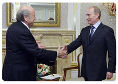 Prime Minister Vladimir Putin meting with FIFA President Joseph Blatter|15 october, 2009|19:37