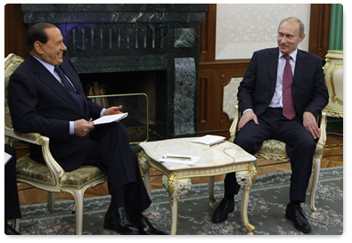 Russian Prime Minister Vladimir Putin and Italian Prime Minister Silvio Berlusconi held а videoconference with their Turkish counterpart Recep Tayyip Erdogan
