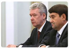 Russian Deputy Prime Minister and Head of the Government Staff Sergei Sobyanin and Transport Minister Igor Levitin at  a meeting on the 2010-2012 federal property privatisation plan and a reduction in the number of strategic enterprises|6 october, 2009|17:16