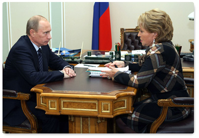 Prime Minister Vladimir Putin met with St Petersburg Governor Valentina Matviyenko