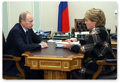 Prime Minister Vladimir Putin met with St Petersburg Governor Valentina Matviyenko