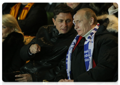 Prime Minister Vladimir Putin and Slovenian Prime Minister Borut Pahor attended the first 2010 World Cup qualifying match between the Russian and Slovenian national teams|14 november, 2009|21:00