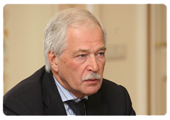 Chairman of the United Russia Supreme Council and State Duma Speaker Boris Gryzlov during a meeting with Prime Minister Vladimir Putin|30 october, 2009|12:14