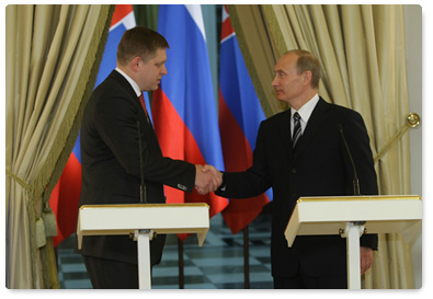Following bilateral talks, Prime Minister Vladimir Putin and Slovak Prime Minister Robert Fico delivered their statements to the press