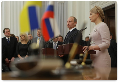 Russian Prime Minister Vladimir Putin and Ukrainian Prime Minister Yulia Tymoshenko held a joint press conference after bilateral talks and a meeting of the Committee on Economic Cooperation