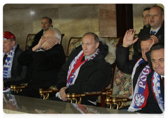 Vladimir Putin attended 2010 World Cup qualifying match between Russia and Germany in Luzhniki Stadium|10 october, 2009|14:27