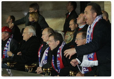 Prime Minister Vladimir Putin attended 2010 World Cup qualifying match between Russia and Germany in Luzhniki Stadium