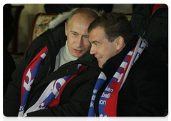 Vladimir Putin attended 2010 World Cup qualifying match between Russia and Germany in Luzhniki Stadium|10 october, 2009|14:52