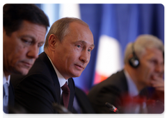 Russian Prime Minister Vladimir Putin and French Prime Minister Francois Fillon at the 14th meeting of the Russian-French Commission on Bilateral Cooperation held at the level of prime ministers|27 november, 2009|15:55