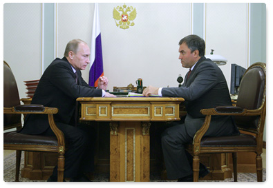 В.В.Путин встретился с секретарем Президиума Генсовета партии «Единая Россия» В.В.Володиным