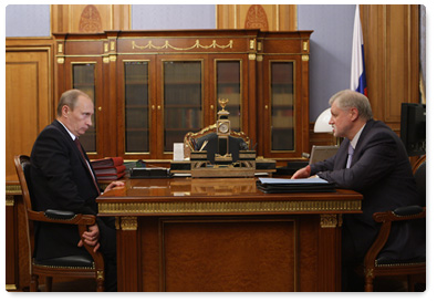 Prime Minister Vladimir Putin meets with Federation Council Chairman Sergei Mironov