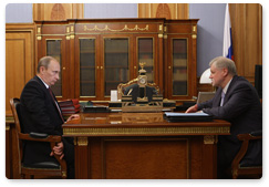 Prime Minister Vladimir Putin meets with Federation Council Chairman Sergei Mironov