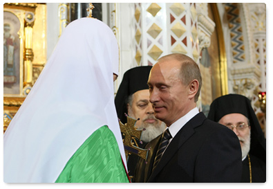 Vladimir Putin attended the enthronement of Patriarch Kirill of Moscow and All Russia, the 16th leader of the Russian Orthodox Church