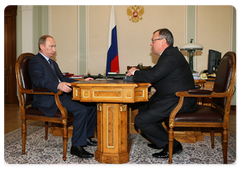 Prime Minister Vladimir Putin during a working meeting with VTB Bank Chairman Andrei Kostin|10 february, 2009|16:00