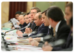 Prime Minister Vladimir Putin at a meeting of the organising committee on holding the Year of the Youth in Russia|19 february, 2009|14:00