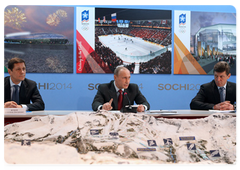 Prime Minister Vladimir Putin chairing a meeting of the Presidium of the Presidential Council on Physical Fitness and Sports, Professional Sports and Preparations for the 22nd Winter Olympic Games and Eleventh Winter Paralympics in Sochi in 2014|24 february, 2009|14:00