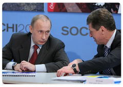 Prime Minister Vladimir Putin chairing a meeting of the Presidium of the Presidential Council on Physical Fitness and Sports, Professional Sports and Preparations for the 22nd Winter Olympic Games and Eleventh Winter Paralympics in Sochi in 2014|24 february, 2009|14:00