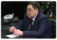 Kemerovo Region Governor Aman Tuleyev at the meeting with Prime Minister Vladimir Putin|12 march, 2009|09:00