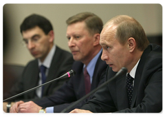 Prime Minister Vladimir Putin holds a meeting on the development of production and testing equipment at the Khrunichev State Research and Production Space Centre|18 march, 2009|17:13