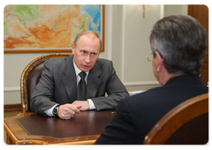 Prime Minister Vladimir Putin during a meeting with Governor of the Astrakhan Region Alexander Zhilkin|2 march, 2009|15:00