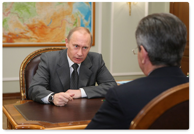 Prime Minister Vladimir Putin met with Governor of the Astrakhan Region Alexander Zhilkin