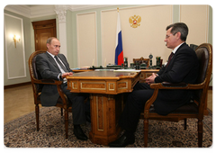 Prime Minister Vladimir Putin during a meeting with Governor of the Astrakhan Region Alexander Zhilkin|2 march, 2009|15:00