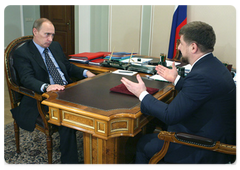 Prime Minister Vladimir Putin meeting with Chechen President Ramzan Kadyrov|20 march, 2009|15:30