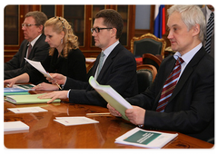 Alexei Kudrin, Tatyana Golikova, Kirill Androsov, and Andrei Belousov at a meeting on economic issues|24 march, 2009|10:35