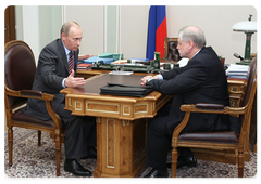 Prime Minister Vladimir Putin during the meeting with Speaker of the Federation Council, leader of the Just Russia Party Sergei Mironov|27 march, 2009|14:29