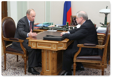 Prime Minister Vladimir Putin met with Speaker of the Federation Council, leader of the Just Russia Party Sergei Mironov