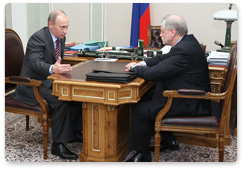 Prime Minister Vladimir Putin met with Speaker of the Federation Council, leader of the Just Russia Party Sergei Mironov