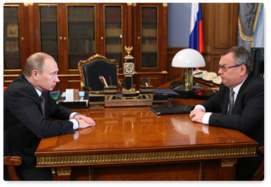 Russian Prime Minister Vladimir Putin held a meeting with Vneshtorgbank (VTB) President Andrei Kostin