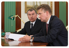 Deputy Prime Minister Igor Sechin and Gazprom CEO Alexei Miller meeting with Prime Minister Vladimir Putin|16 april, 2009|16:00