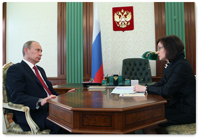 Prime Minister Vladimir Putin met with Economic Development Minister Elvira Nabiullina