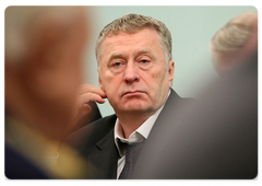 Vladimir Zhirinovsky attending Prime Minister Vladimir Putin’s meeting with leaders of deputy factions, public and political organisations|2 april, 2009|10:56