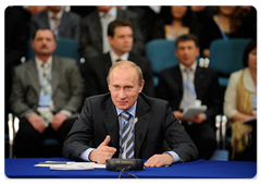 Prime Minister Vladimir Putin addressed the meeting of the SME Forum|22 april, 2009|15:10