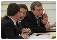 Deputy Prime Minister Alexander Zhukov and Finance Minister Alexei Kudrin at the meeting of the Government Presidium|23 april, 2009|16:23
