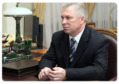 President of the Republic of Buryatia Vyacheslav Nagovitsyn during a meeting with Prime Minister Vladimir Putin|24 april, 2009|12:00