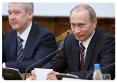 Prime Minister Vladimir Putin and Government chief of staff Sergei Sobyanin at the talks with his Bulgarian counterpart Sergei Stanishev|28 april, 2009|12:47