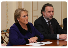 Chilean President Michelle Bachelet during a meeting with Prime Minister Vladimir Putin.|3 april, 2009|19:48