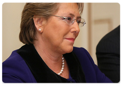 Chilean President Michelle Bachelet during a meeting with Prime Minister Vladimir Putin.|3 april, 2009|19:48