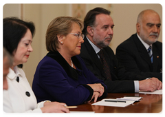 Chilean President Michelle Bachelet during a meeting with Prime Minister Vladimir Putin.|3 april, 2009|19:48