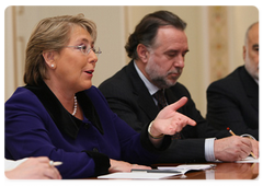 Chilean President Michelle Bachelet during a meeting with Prime Minister Vladimir Putin.|3 april, 2009|19:48