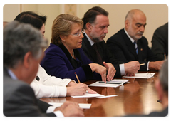 Chilean President Michelle Bachelet during a meeting with Prime Minister Vladimir Putin.|3 april, 2009|19:48