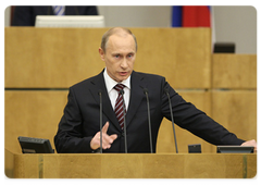 Prime Minister Vladimir Putin delivered an annual report reviewing the Government’s activity to the State Duma|6 april, 2009|13:37