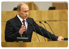 Prime Minister Vladimir Putin reporting to the State Duma on the Russian Government’s performance in 2008|6 april, 2009|13:37