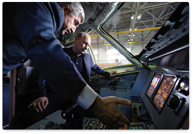 Prime Minister Vladimir Putin visited the Yury Gagarin Komsomolsk-on-Amur Aircraft Production Association (KNAAPO) as part of his working trip to the Far Eastern Federal District