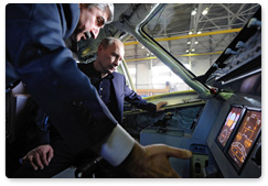 Prime Minister Vladimir Putin visited the Yury Gagarin Komsomolsk-on-Amur Aircraft Production Association (KNAAPO) as part of his working trip to the Far Eastern Federal District